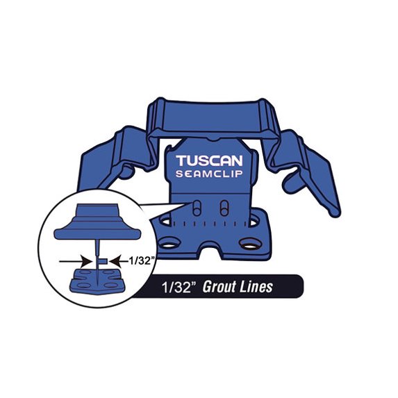 Blue Tuscan SeamClip® - For gauged tile 1/4" to less than 3/8" tile (6mm to 9mm), Grout Size: 1/32" (.80mm)