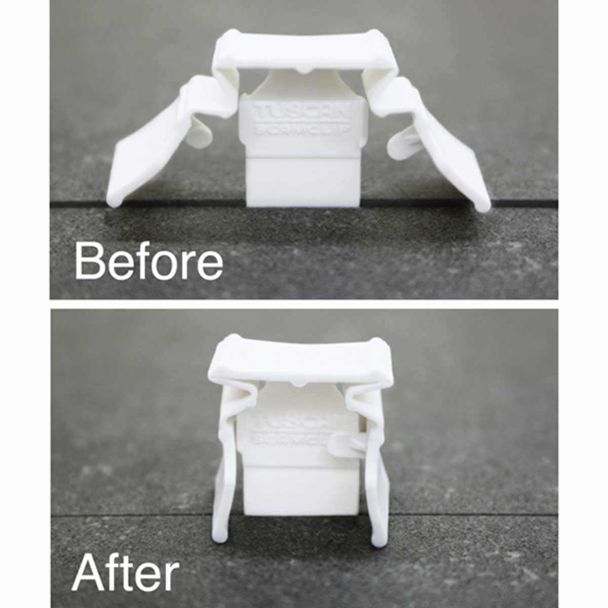 White Tuscan SeamClip® - For gauged tiles 1/8" to less than 1/4" thick. (3mm to 6mm) Grout Size: 1/32" (.80mm)
