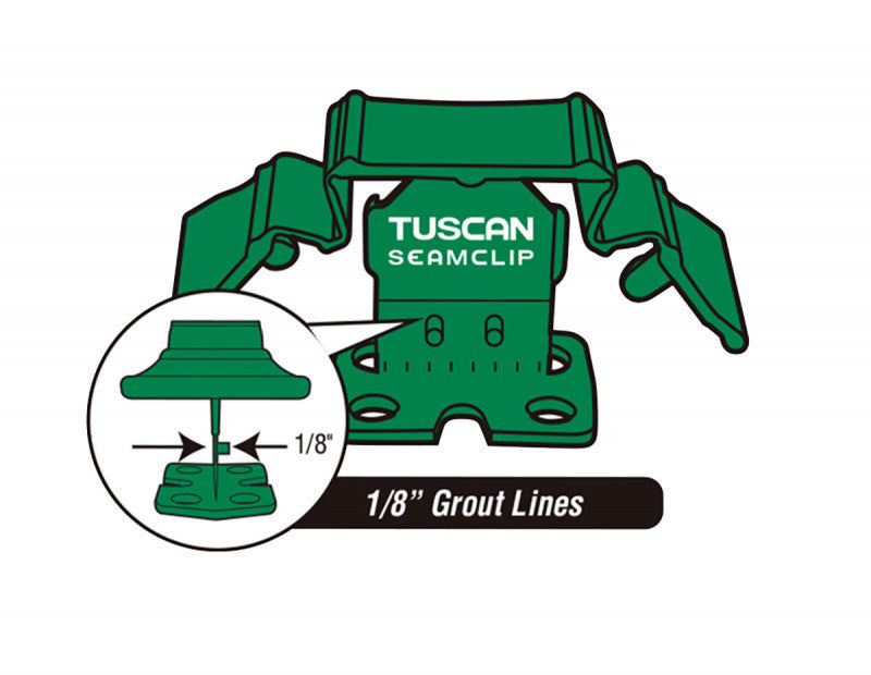 Green Tuscan SeamClip® - For gauged tiles 3/8" to less than 1/2" thick (9.5mm to 12mm) Grout Size: 1/8" (3.18mm)