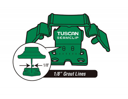Green Tuscan SeamClip® - For gauged tiles 3/8" to less than 1/2" thick (9.5mm to 12mm) Grout Size: 1/8" (3.18mm)